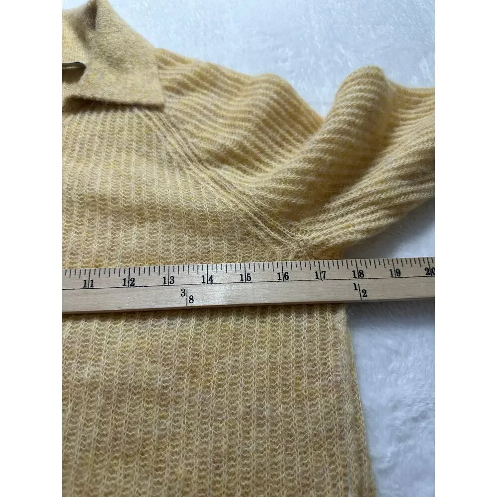 Everlane Alpaca Collared Cardigan Women Small Yellow Excellent Sheer Cottagecore
